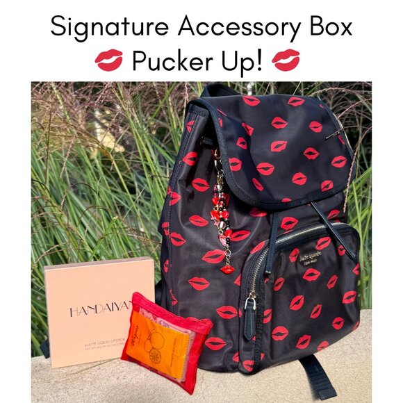 💋NWT Kate Spade The Little Better Sam Kisses Backpack “Pucker Up” Accessory Box - Picture 1 of 16